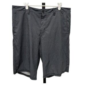 Hurley Mens Houndstooth Patterned Shorts Black White Sz